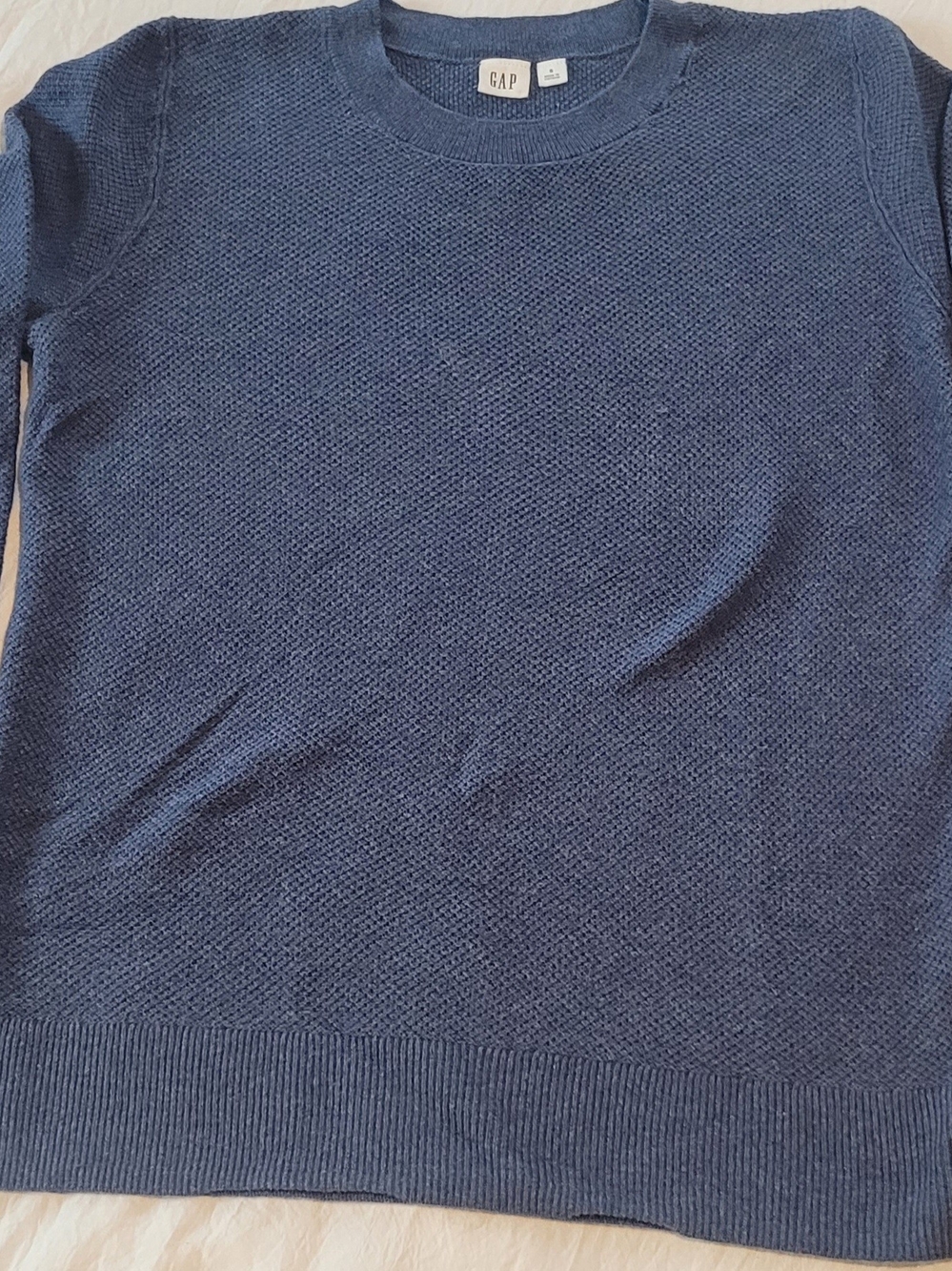 GAP Women's Navy Textured Crewneck Sweater